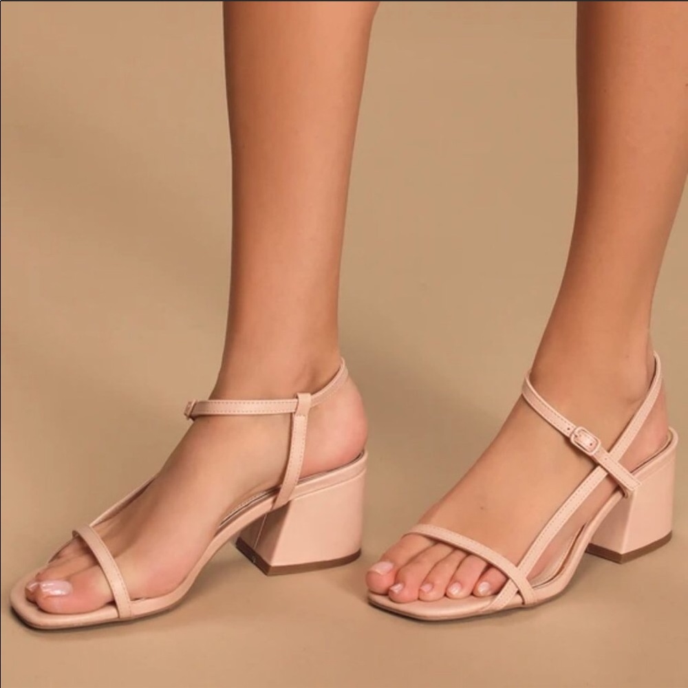 Qupid Pink Strappy Block Heeled Sandals Sz 7.5